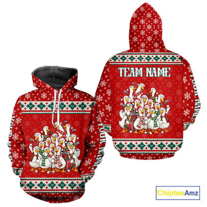 Christmas Duck Golf Hoodie Custom Ugly Sweater Pattern Golfer Xmas Gift Apparel NHT1814
