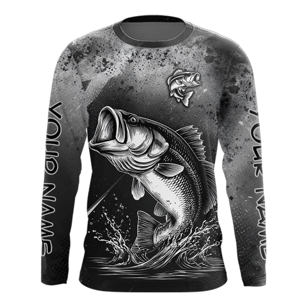 Gray Camo Bass Fishing Custom Long Sleeve Tournament Fishing Shirts, Fishing Shirt For Men NHT442