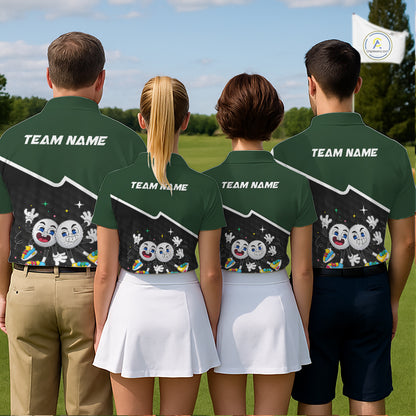 Custom Green And Black Womens Golf Polo Shirt, Custom Golf Balls Team Jerseys NHT865