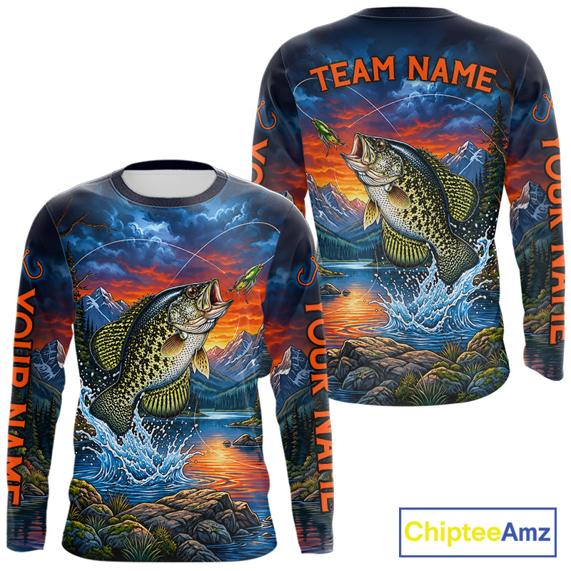 Personalized Crappie Fishing Shirt, Mountain River Fishing Jersey, Custom Team Shirt NHT1820