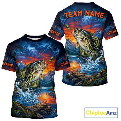 Crappie Fishing Shirt Short Sleeve T-Shirt design Moutain