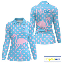 Load image into Gallery viewer, Women's Flamingo Golf Polo Shirt – Personalized Pink Flamingo Golf Jersey With Custom Name