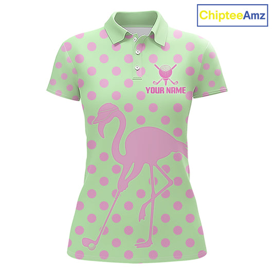 Women's Flamingo Golf Polo Shirt – Personalized Pink Flamingo Golf Jersey With Custom Name