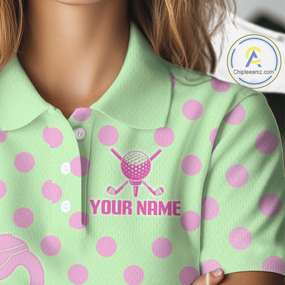 Women's Flamingo Golf Polo Shirt – Personalized Pink Flamingo Golf Jersey With Custom Name