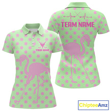 Load image into Gallery viewer, Women's Flamingo Golf Polo Shirt – Personalized Pink Flamingo Golf Jersey With Custom Name