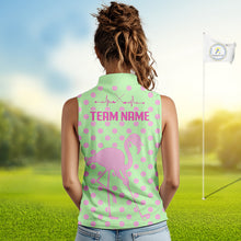 Load image into Gallery viewer, Women's Sleeveless Flamingo Golf Polo Shirt – Personalized Pink Flamingo Golf Jersey With Custom Name
