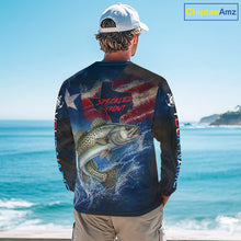 Load image into Gallery viewer, Texas Flag Speckled Trout Long Sleeve Fishing Jersey, Trout Saltwater Performance UV Shirt For Men 