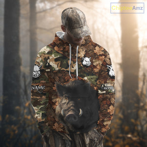 Personalized Name Boar Hunting Camouflage 3D All Over Printed Shirt, Boar Hunting Shirt NHT101