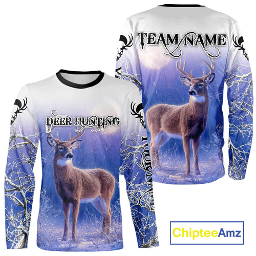 Deer Hunting Winter Hoodie, Long Sleeve Shirt – Personalized Team Name, For Deer Hunters NHT08