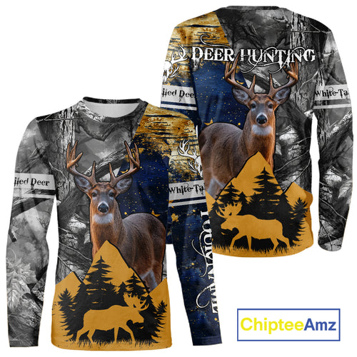 WhiteTails Deer Hunting Alaska Flag with Custom Name, Camo Gray Camouflage Details  NHT09