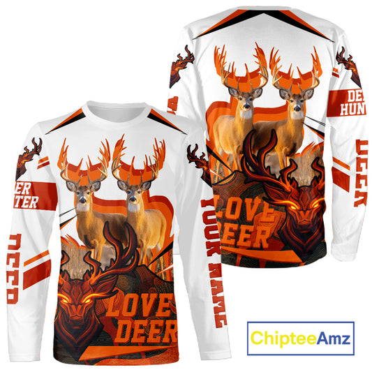 White-tailed Deer Buck Pair 3D Printed Orange Shirt – Personalized Gifts for Deer Hunters NHT11