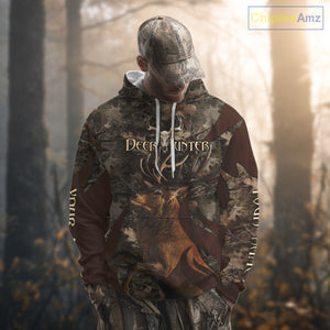 Personalized Red Deer Hunting Camo Full Printing Shirts Deer Hunting Gift for Hunters NHT144