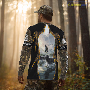 Duck Hunting Grass Camo with Black Labrador Retriever 3D Shirts, Hunting Gifts NBT140