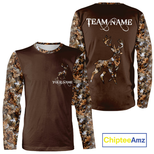 Best Deer Hunting Brown Camouflage Custom Name 3D All-Over Printed Shirt, Deer Hunting Gifts NHT52
