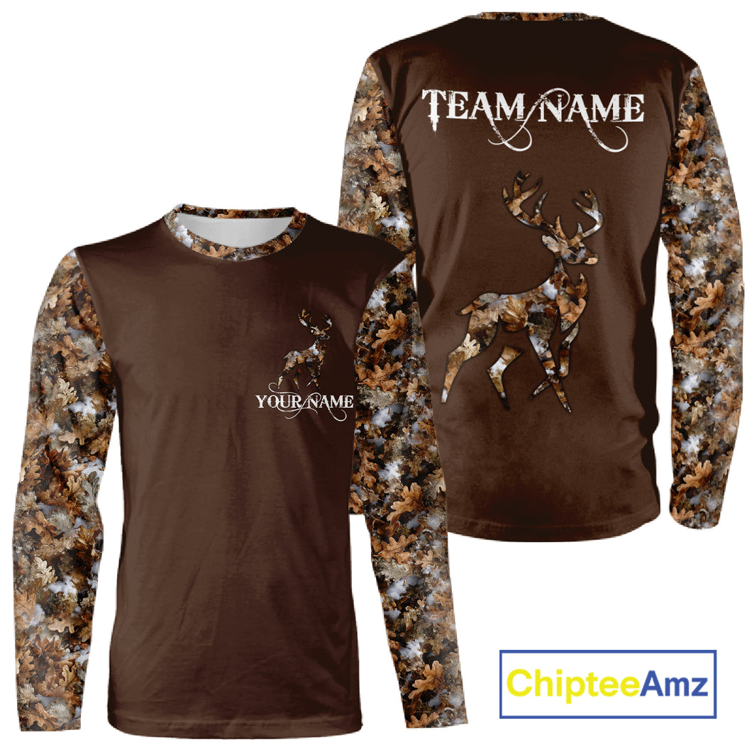 Best Deer Hunting Brown Camouflage Custom Name 3D All-Over Printed Shirt, Deer Hunting Gifts NHT52