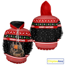 Load image into Gallery viewer, Custom Merry Huntmas Shirt – Personalized Deer Hunting Christmas Shirt with Your Photo NHT308