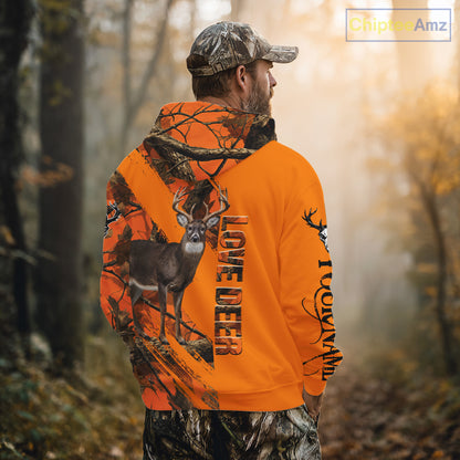 Deer Hunting 3D Orange Camo Shirt Custom Name Perfect Gift for Hunters NHT13