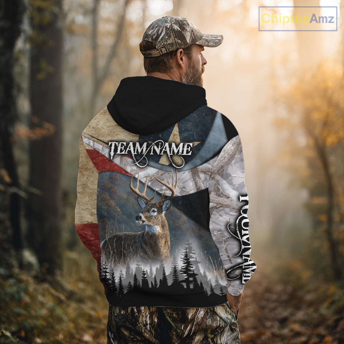 Deer Hunting Shirt-Personalized Texas Flag Camo Snow, Best Gifts for Deer Hunters NHT29