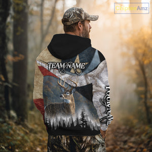 Deer Hunting Shirt-Personalized Texas Flag Camo Snow, Best Gifts for Deer Hunters NHT29
