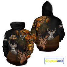 Load image into Gallery viewer, Best Black Camo Deer Hunting Clothes Custom Name Whitetail Deer Design Hunting Gifts NHT40