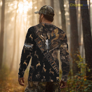 Deer Hunting Custom Name Camo Shirt, Hunting Gift For Men, Camouflage Deer Shirts NHT10