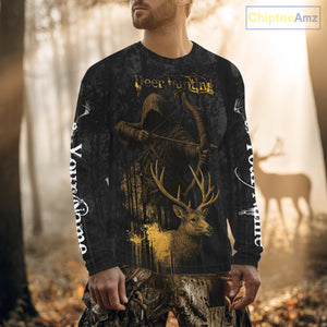 Best Deer Hunting Shirt Black Camo Grim Reaper Custom Name Best Gift Ideas For Hunter NHT20