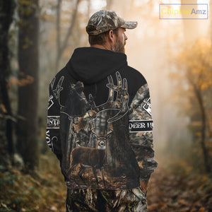 Best Season Whitetail Deer Hunting Shirt Custom Name Black Camo Forest Gift For Hunters NHT54
