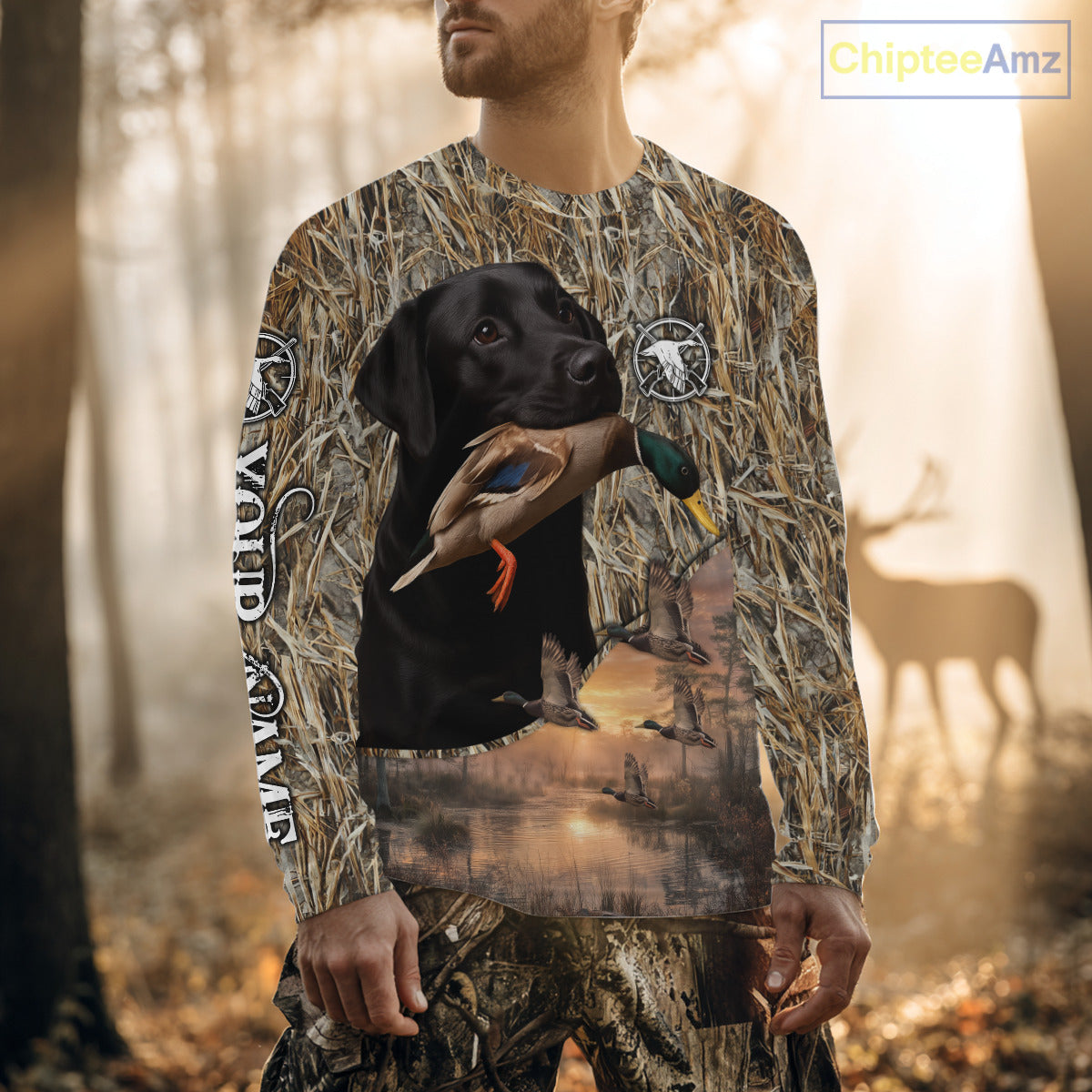 Duck Hunting Shirt Camo with Labrador Retriever Black 3D All Over Printing Shirts for Men NHT95
