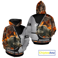 Load image into Gallery viewer, Wild Boar Hunting Gray Black Orange Camo 3D All Over Printed Shirts Custom Name Hunting Gift NHT104