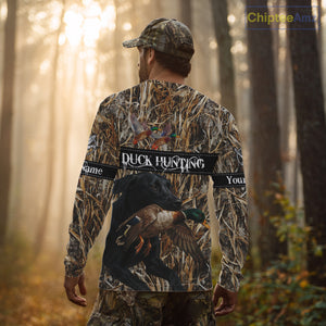 Duck Hunting Shirts With Black Labrador Retriever Dog Shirts Personalized Hunting Clothes NHT115
