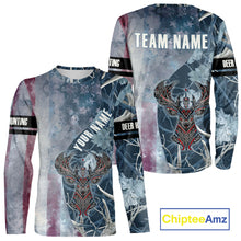 Load image into Gallery viewer, Best Deer Hunting Shirt with US Flag Deer Camo for Hunters, Perfect Hunter Gifts NHT22