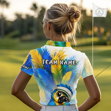 Load image into Gallery viewer, Personalized Parrot Womens Golf Polo Shirt – Cute Bird Hugging Golf Ball, Golf Lover Gift NHT1191