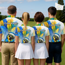 Load image into Gallery viewer, Personalized Parrot Mens Golf Polo Shirt – Cute Bird Hugging Golf Ball, Golf Lover Gift NHT1191