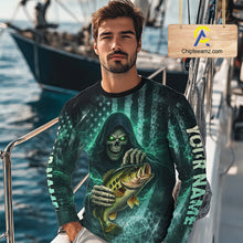 Load image into Gallery viewer, Custom Team Name Grim Reaper Bass Fishing With American Flag - Patriotic Bass Fishing Jersey NHT515