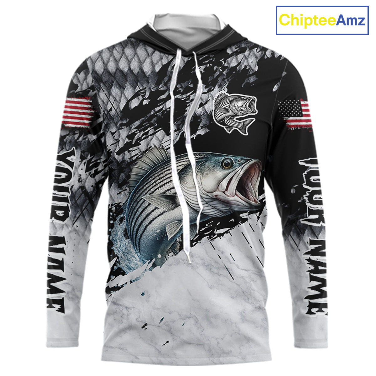 Custom Striped Bass Saltwater Fishing Shirts Long Sleeve, Bass Fishing Jersey For Men NHT519