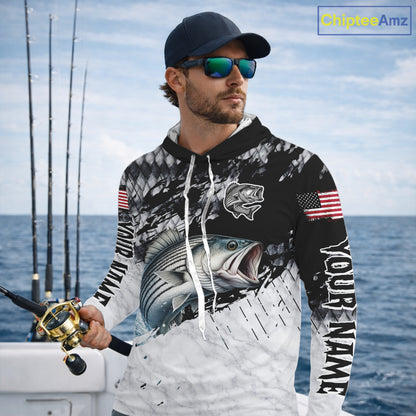 Custom Striped Bass Saltwater Fishing Shirts Long Sleeve, Bass Fishing Jersey For Men NHT519