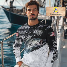 Load image into Gallery viewer, Custom Striped Bass Saltwater Fishing Shirts Long Sleeve, Bass Fishing Jersey For Men NHT519