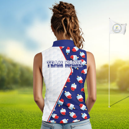 Custom Popsicle Pattern Womens Sleeveless Golf Polo, Personalized Summer Sweet Golf Shirt, Custom Golf Jersey, Familly Team Shirt NHT698