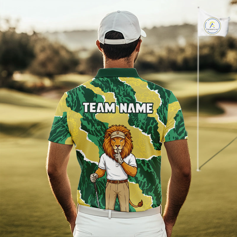 Custom Green Lion Mens Golf Polo Shirts, Lion Golf Team Jerseys NHT1041