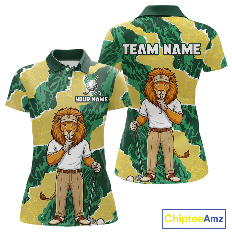 Custom Green Lion Womens Golf Polo Shirts, Lion Golf Team Jerseys