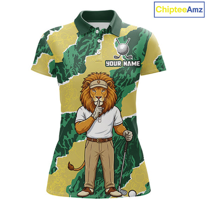 Custom Green Lion Womens Golf Polo Shirts, Lion Golf Team Jerseys