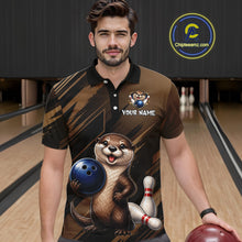 Load image into Gallery viewer, Men's Custom Otter Bowling Polo Shirt &amp; 1/4 Zip Pullover Personalized Team Jersey With Name Gift NHT1202
