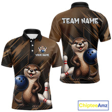 Load image into Gallery viewer, Men's otter bowling shirt – personalized team jersey close-up