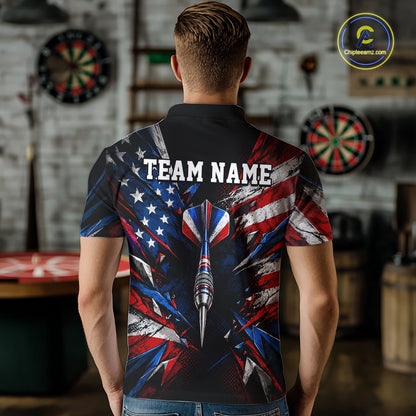 Patriotic American Flag Dart Game Pattern Polo 1/4-Zip Shirt For Men Personalized Team Jersey NHT1667