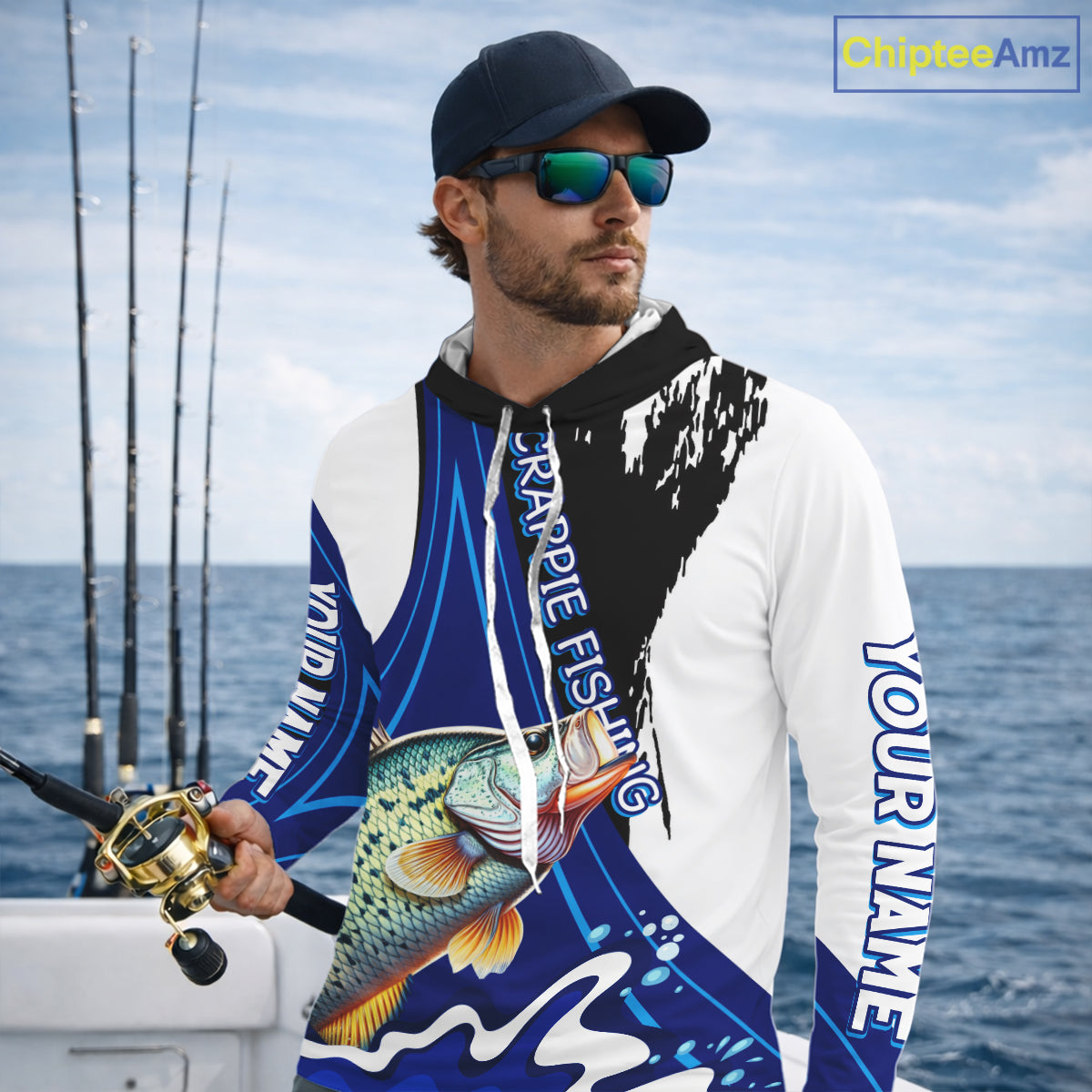 Crappie Fishing Jersey Personalized Name Hooded Fishing Shirt, Angler Tournament Fishing Apparel NHT868