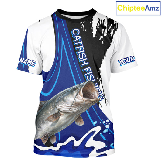 Catfish Fishing Jersey Personalized Name Fishing T-Shirts, Angler Tournament Fishing Apparel NHT869