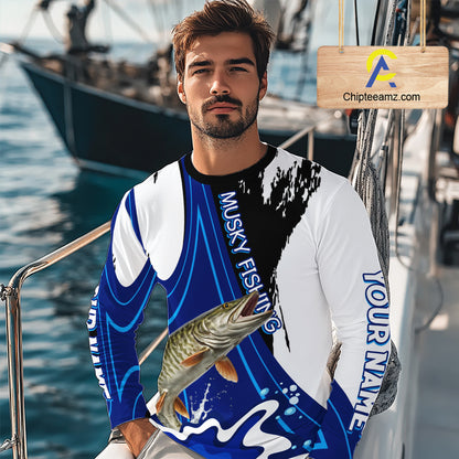 Musky Fishing Jersey Personalized Name Fishing Shirt, Angler Tournament Fishing Apparel NHT870