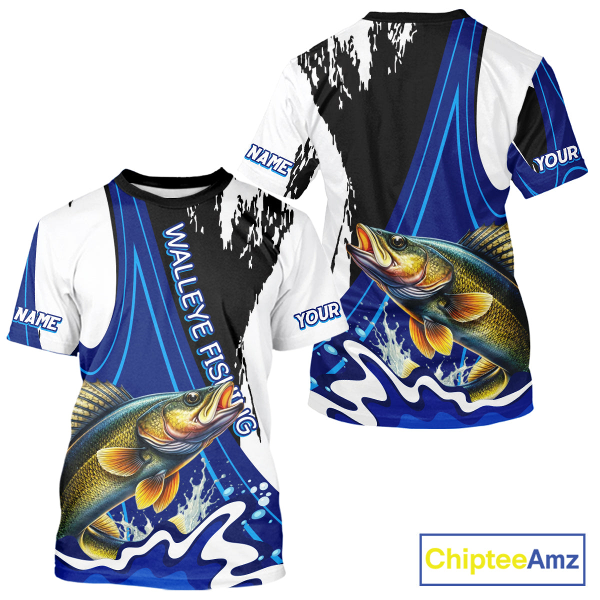 Walleye Fishing Jersey Personalized Name Fishing T-Shirts, Angler Tournament Fishing Apparel NHT871
