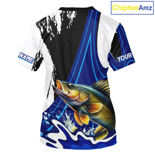 Walleye Fishing Jersey Personalized Name Fishing T-Shirts, Angler Tournament Fishing Apparel NHT871