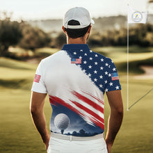 Load image into Gallery viewer, Patriotic American Flag Golf Polo Shirt For Men –  Red White Blue Golf Apparel 